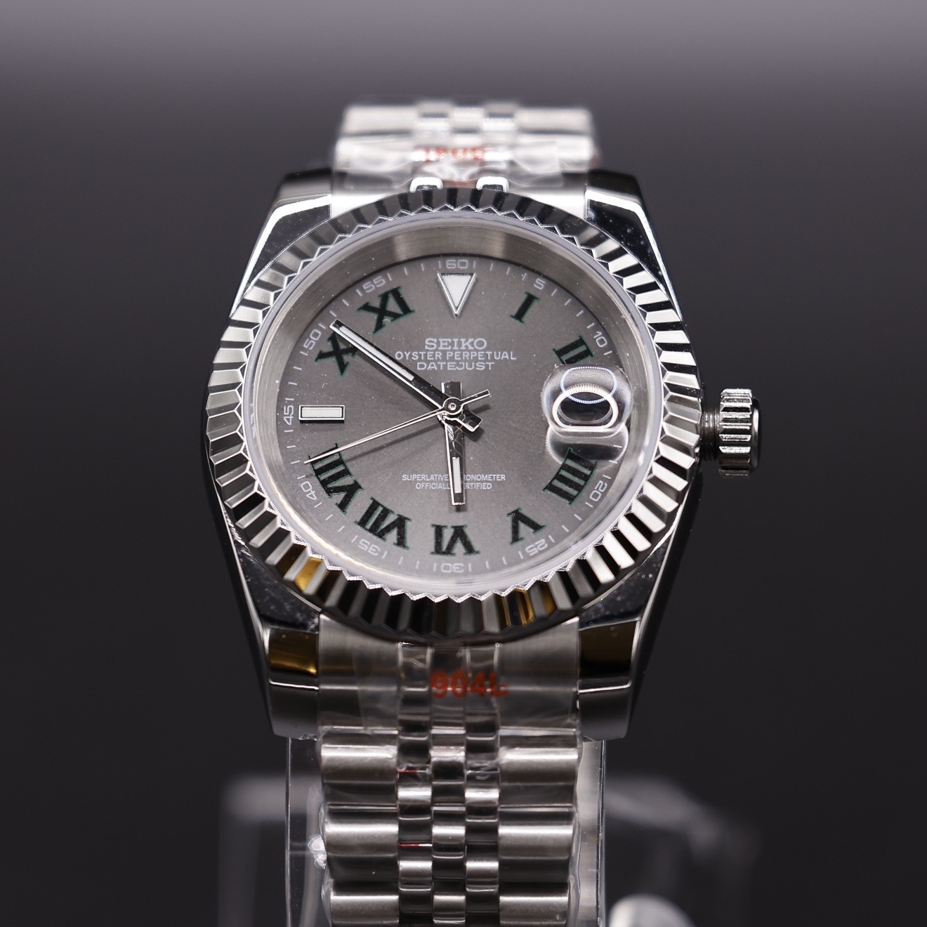 Calm Second past build: Grey dial · green Roman numerals