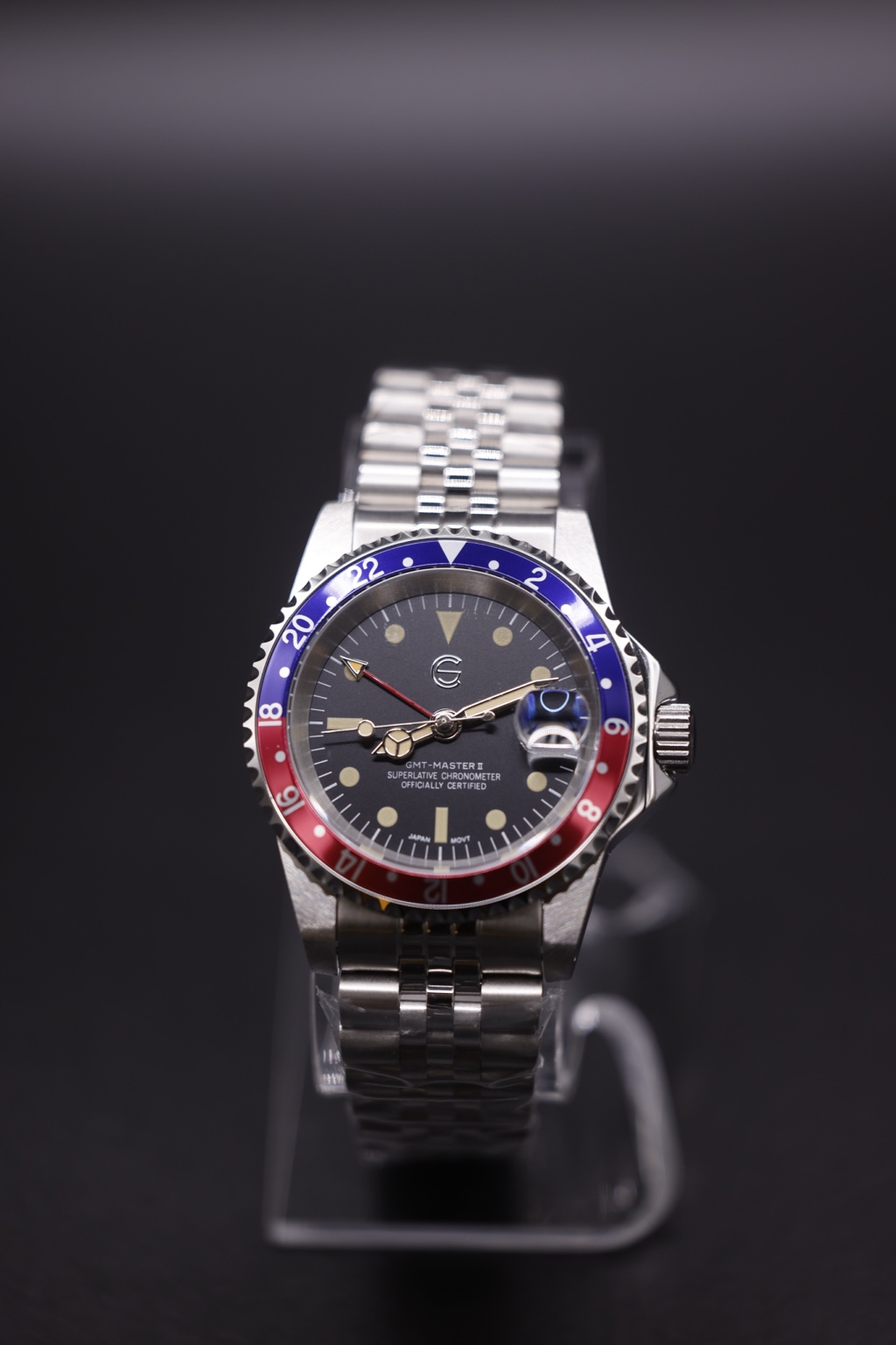 Calm Second past build: Red & blue bezel · Calm Second dial